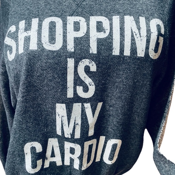 SHOPPING is my CARDIO Split SLEEVE SWEATSHIRT M - Picture 13 of 16